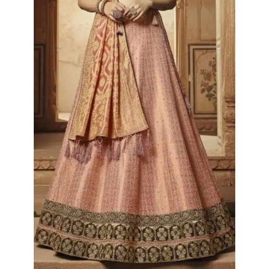 Maroon Peach Silk Latest Designer Lehenga Choli Readymade