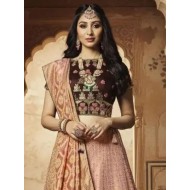 Maroon Peach Silk Latest Designer Lehenga Choli Readymade