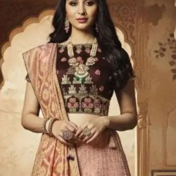 Maroon Peach Silk Latest Designer Lehenga Choli Readymade