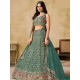 Teal Green Floral Heavy Embroidery Georgette Lehenga Choli Readymade