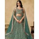 Teal Green Floral Heavy Embroidery Georgette Lehenga Choli Readymade