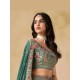 Teal Green Floral Heavy Embroidery Georgette Lehenga Choli Readymade