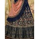 Velvet Dual Tone Dark Blue Silk Lehenga Choli Readymade