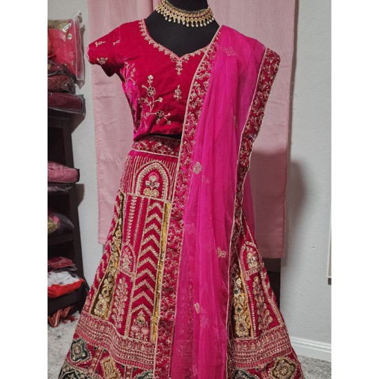Velvet Heavy Embroidery Lehenga Choli Readymade