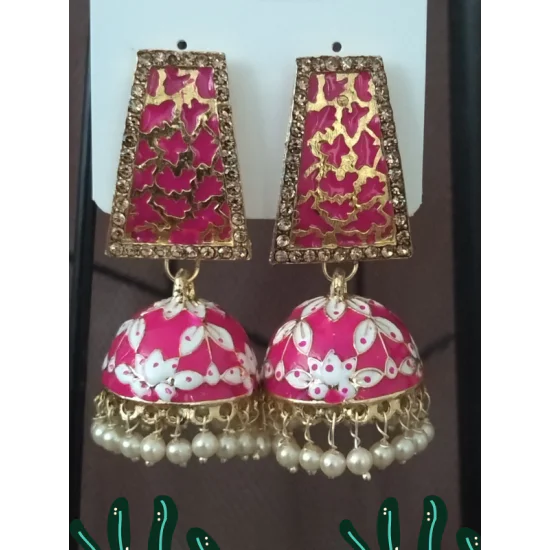 Traditional HandCraft Stone Work Jhumka Meena Kari Earring Traditional HandCraft Stone Work Jhumka Meena Kari Earring