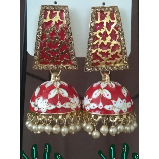 Traditional HandCraft Stone Work Jhumka Meena Kari Earring Traditional HandCraft Stone Work Jhumka Meena Kari Earring