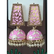 Traditional HandCraft Stone Work Jhumka Meena Kari Earring