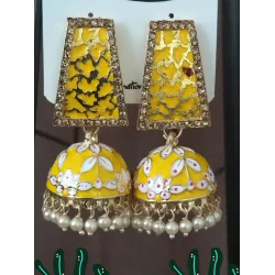 Traditional HandCraft Stone Work Jhumka Meena Kari Earring