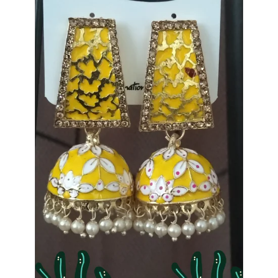 Traditional HandCraft Stone Work Jhumka Meena Kari Earring Traditional HandCraft Stone Work Jhumka Meena Kari Earring