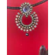 Silver Mirror Black Metal Chand Bali Earing