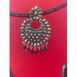 Traditional Women's Chand Bali Black Shining Earrings