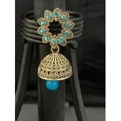Kundan Stylish Stones work with Pearl Design Jhumka Earrings