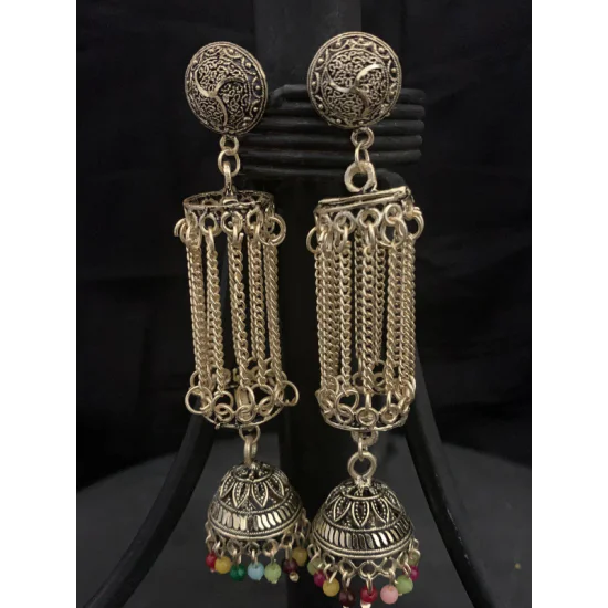 Traditional Gold chain tassel designer Jhumka Earrings Traditional Gold chain tassel designer Jhumka Earrings