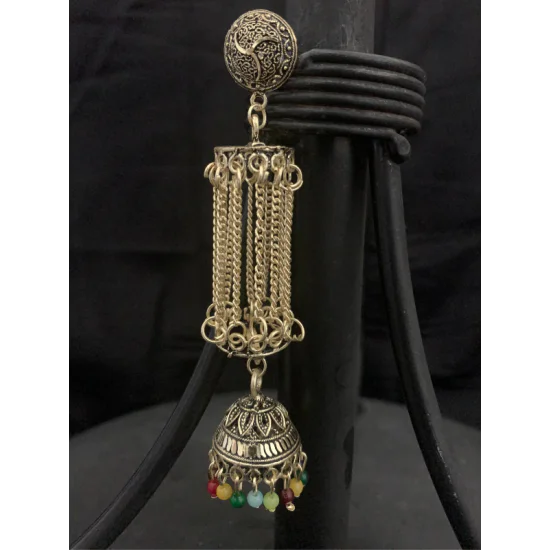 Traditional Gold chain tassel designer Jhumka Earrings Traditional Gold chain tassel designer Jhumka Earrings