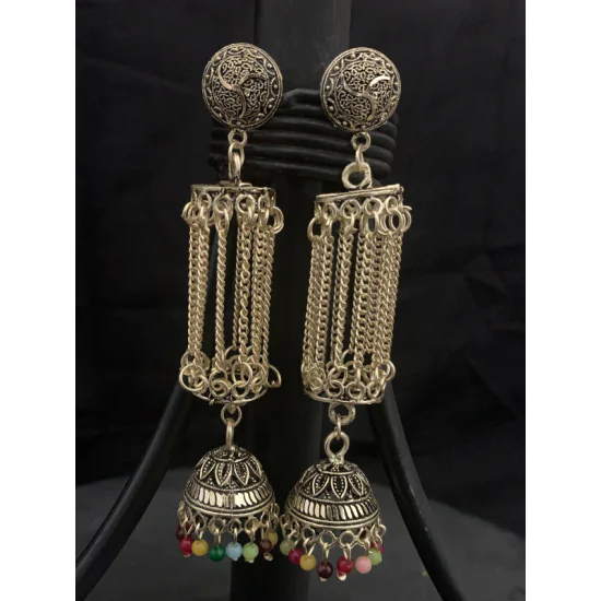 Buy Pink And Peach Gold-Plated Kundan And Pearls Jhumka Earring With Hair  Chain Online - KARMAPLACE — Karmaplace