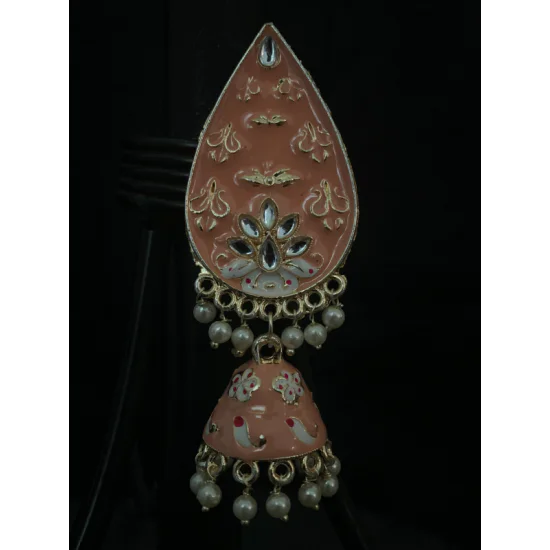 Hand Painted Leaf Shape Pearls Droppings Enameled Designer Earrings Hand Painted Leaf Shape Pearls Droppings Enameled Designer Earrings