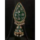 Hand Painted Leaf Shape Pearls Droppings Enameled Designer Earrings Hand Painted Leaf Shape Pearls Droppings Enameled Designer Earrings