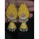 Hand Painted Leaf Shape Pearls Droppings Enameled Designer Earrings Hand Painted Leaf Shape Pearls Droppings Enameled Designer Earrings