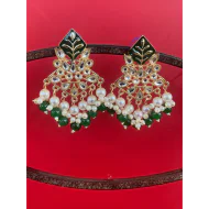 Hand crafted Gold Plated Chand Bali Enamel Earrings