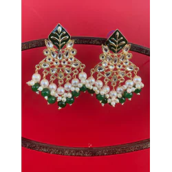 Hand crafted Gold Plated Chand Bali Enamel Earrings