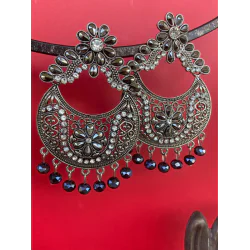 Traditional Kundan Dangle Black Stud Earrings for women