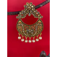Traditional Kundan Dangle Pearl Stud Earrings for women