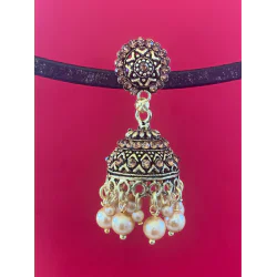 Gold and Black Colors Beads Vintage Drop Beautiful Jhumka Earrings