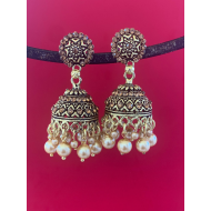 Gold and Black Colors Beads Vintage Drop Beautiful Jhumka Earrings