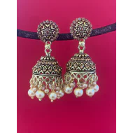 Gold and Black Colors Beads Vintage Drop Beautiful Jhumka Earrings