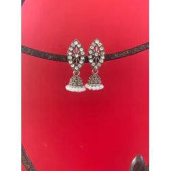 Oval New Design Stone Works Jhumka Earring