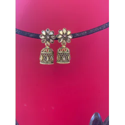 Flower design Gold plated Jhumka Earring