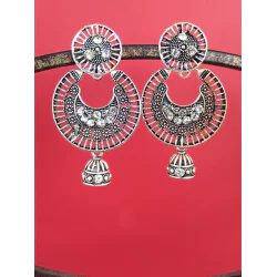 Silver Plated Circle Studs Light weight Ethnic Earrings
