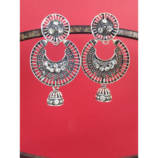 Silver Plated Circle Studs Light weight Ethnic Earrings
