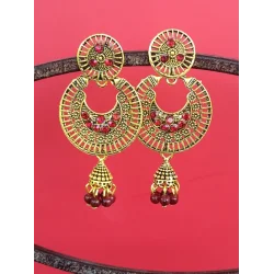 Gold Plated Circle Studs Light weight Jhumka Earrings