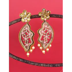 Gold Plated Wooden Designing Dangler Earring