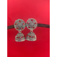 Stone Work Oxidized Silver Plated Light Weight Earring