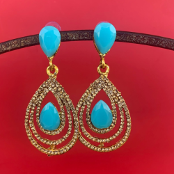 Cluster Large Oval Dangle Statement Earrings