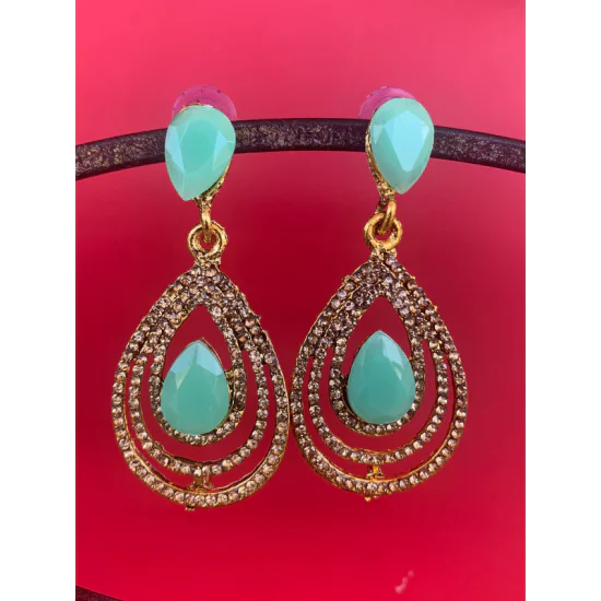 Cluster Large Oval Dangle Statement Earrings