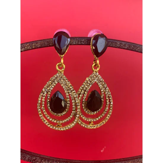 Cluster Large Oval Dangle Statement Earrings