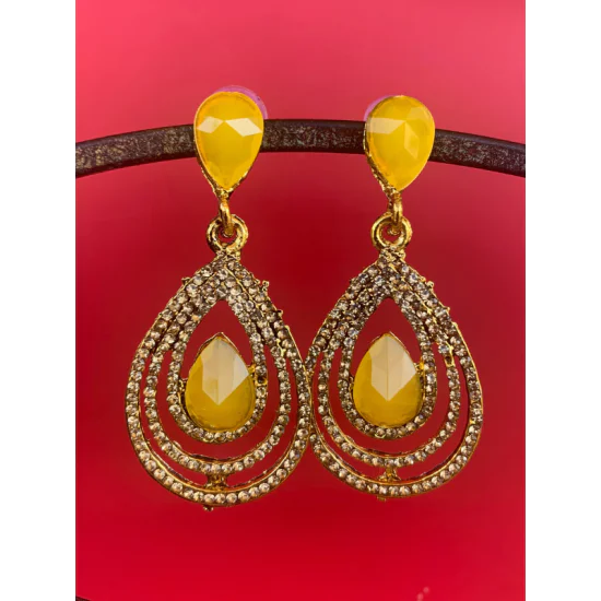 Cluster Large Oval Dangle Statement Earrings