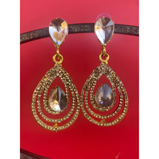 Cluster Large Oval Dangle Statement Earrings