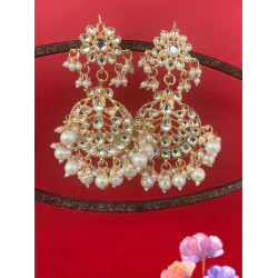 Kundan Gold Plated Bead Drop Chandbali Earrings