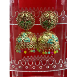 Lotus HandCraft Jhumka Meena Kari Earring