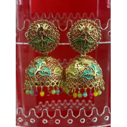 Lotus HandCraft Jhumka Meena Kari Earring
