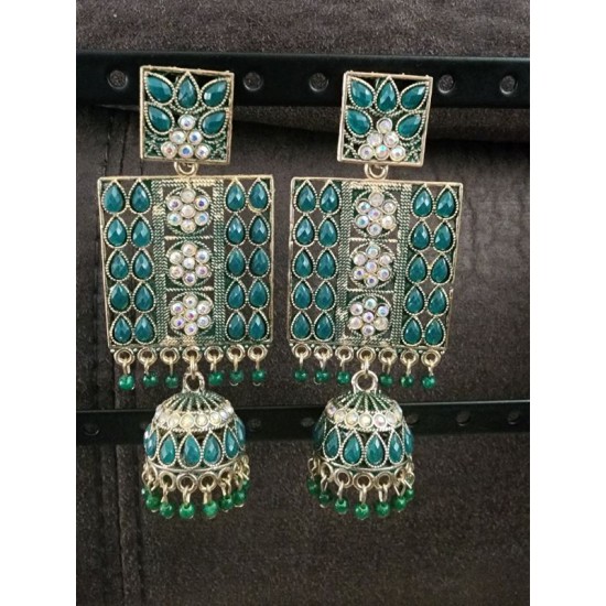 Elegant Gold Plated Chaandbali Long Hanging Jhumkas Dangle Earrings