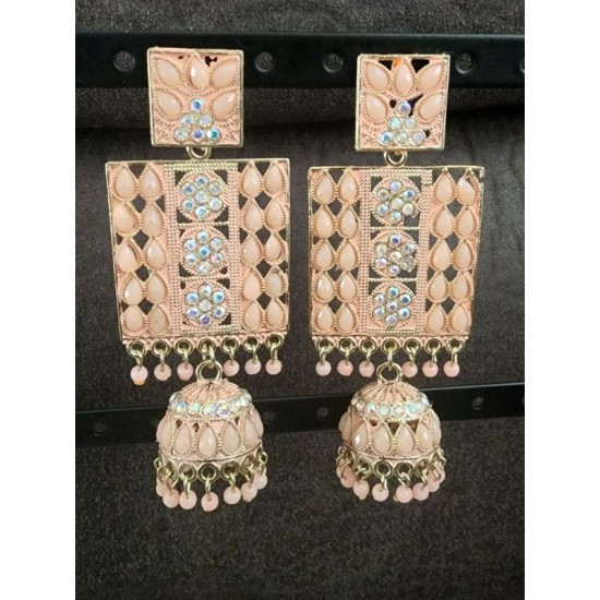 Elegant Gold Plated Chaandbali Long Hanging Jhumkas Dangle Earrings