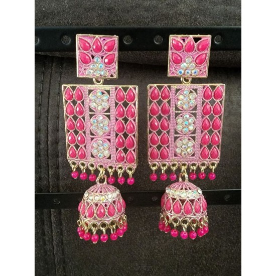 Elegant Gold Plated Chaandbali Long Hanging Jhumkas Dangle Earrings