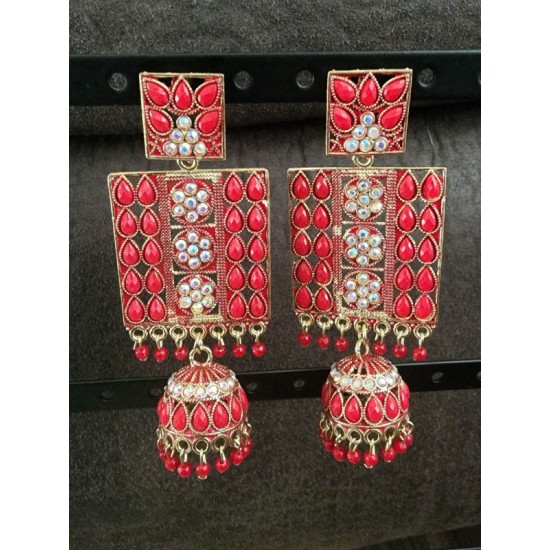 Elegant Gold Plated Chaandbali Long Hanging Jhumkas Dangle Earrings