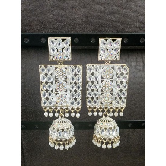 Elegant Gold Plated Chaandbali Long Hanging Jhumkas Dangle Earrings