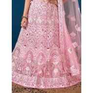 Beautiful Heavy Embroidery Baby Pink Fancy Net Lehenga Choli Readymade